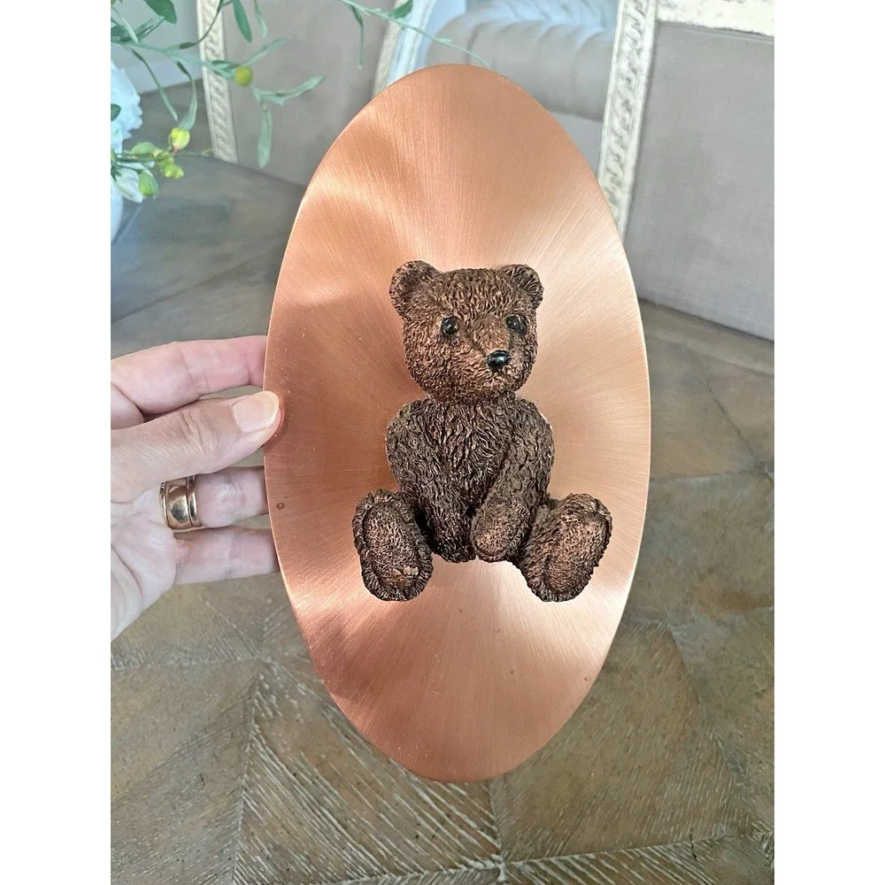 Vtg Copper Wall Plaque 3D Bear Sculpture Kids or  Cabin Decor 5.5x10